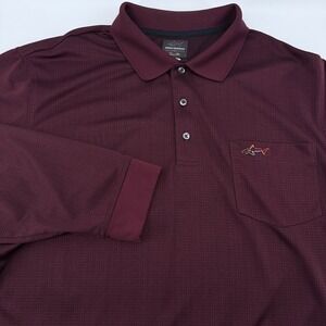 Greg Norman for Tasso Elba Mens XL Long Sleeve Burgundy Golf Polo Shirt Play Dry